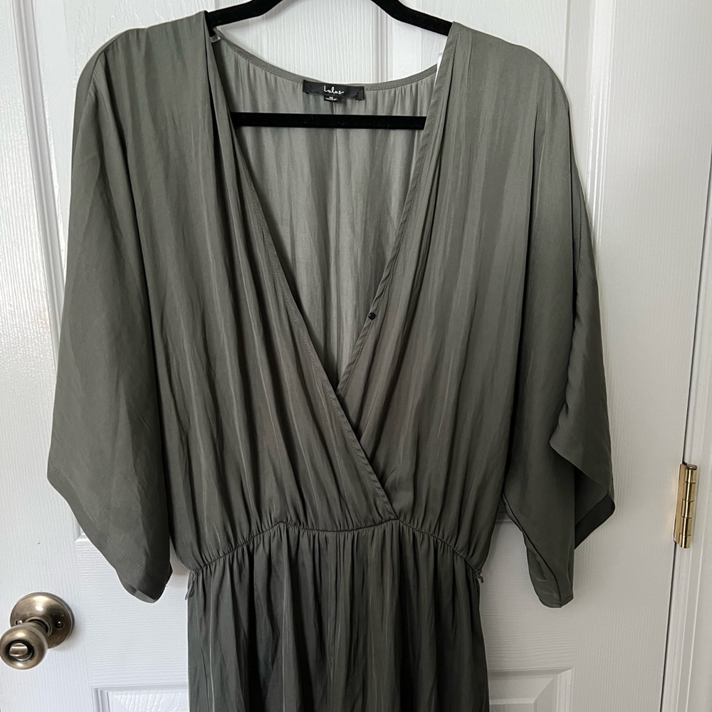 Sage Silk Romper with Matching Belt